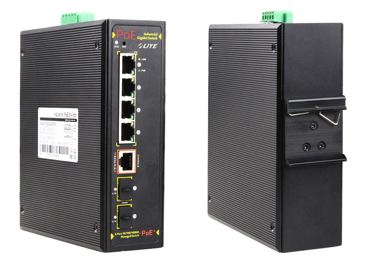 秝業 LY33064PFM-IPS 6埠GigabitPOE供電工業網管交換機