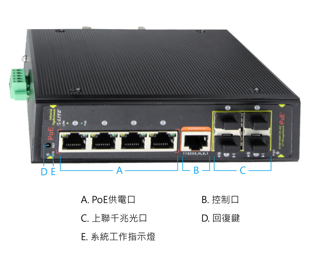 秝業 LYP33084PFM-IPS 8埠全Gigabit網管工業POE交換機