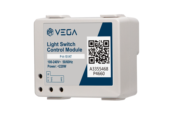 VEGA BA 開關控制模組 BA開關控制模組配台普通燈具使用，將普通燈具融入到智慧家居照明系統中，實現燈具的本地、遠端和情境模式控制。