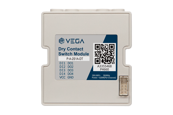 VEGA BA 乾接點開關模組 BA 乾接點開關是Vega智慧家居系統的系列產品之一，能夠將普通開關面板、感應器等乾接點設備融入智慧家居系統和雲平台中，賦予智慧化功能，實現普通開關面板的一鍵多控和情境模式控制，實現普通感應器類產品的狀態回報和遠端控制。